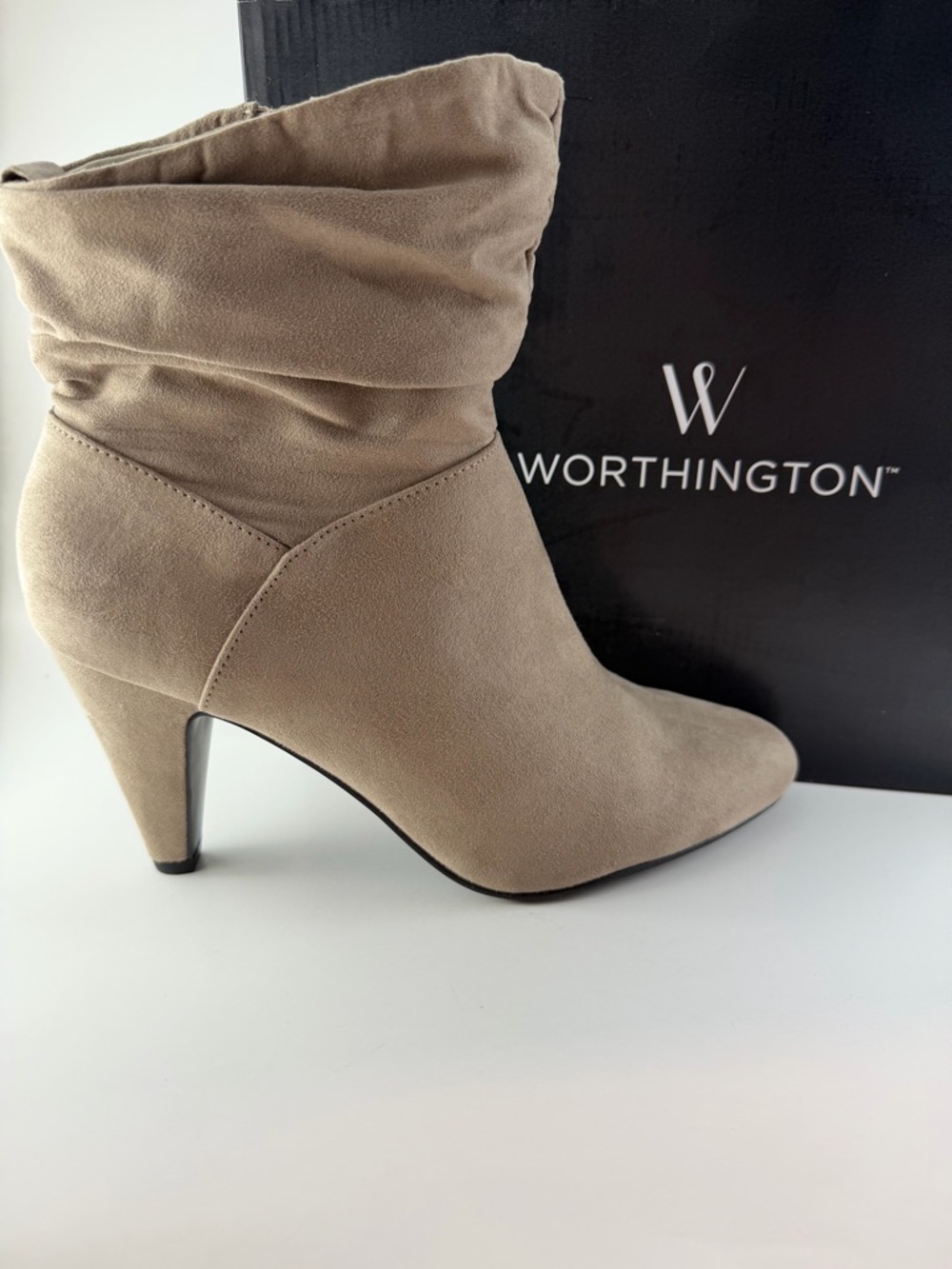 Worthington Taupe Slouch Heel Ankle Booties